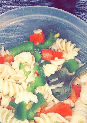 A picture of 3 Step- Italian Dressing & Bell Pepper Summer Pasta Dish.