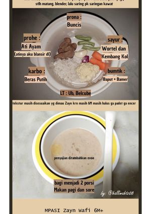 Foto resep Bubur ati ayam with buncis wortel kembang kol menu mpasi lengkap