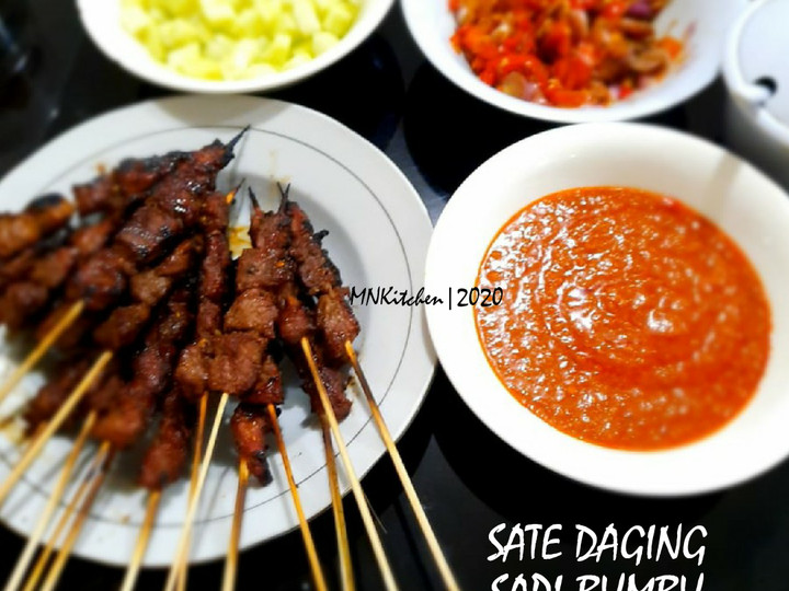 Resep Sate Daging Sapi Bumbu Kacang, Lezat Sekali