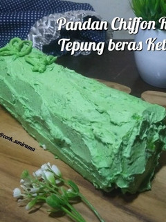 Foto resep Pandan chiffon Roll cake tepung ketan