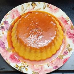 A picture of Eggless Caramel Bread Pudding.