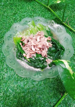 Foto resep Pokcoy saus bawang putih daging jamur