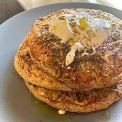 A picture of Zaatar and cheese wholemeal pancakes - Best Sunday Breakfast 💥🥞.