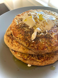 A picture of Zaatar and cheese wholemeal pancakes - Best Sunday Breakfast 💥🥞.