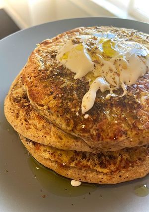 A picture of Zaatar and cheese wholemeal pancakes - Best Sunday Breakfast 💥🥞.