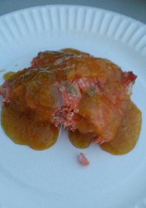 A picture of Brad's citrus honey bourbon BBQ salmon.