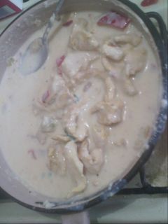 Una foto de Pollo salteado con salsa Bechamel