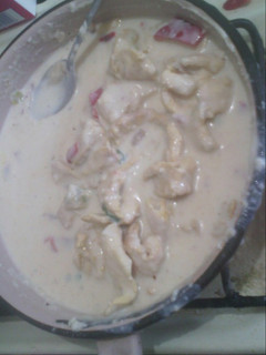 Una foto de Pollo salteado con salsa Bechamel