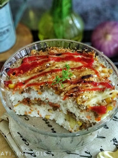 Foto resep Layered Corn & Minced Meat Baked Rice 🍚