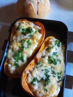 Una foto de Zapallo anco relleno al horno 🏜️