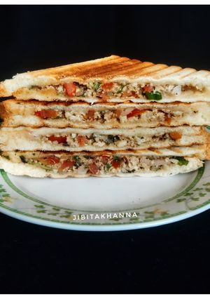 A picture of Grilled Paneer/ Chenna Sandwich.