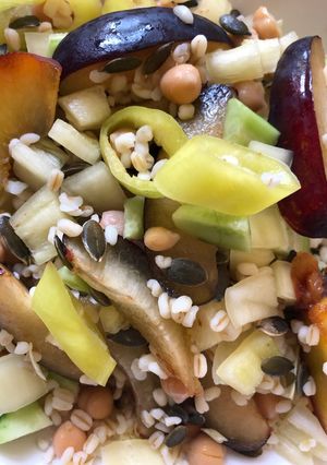 A picture of Plum and Yellows Salad.