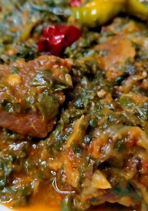 A picture of Palak Gosht.