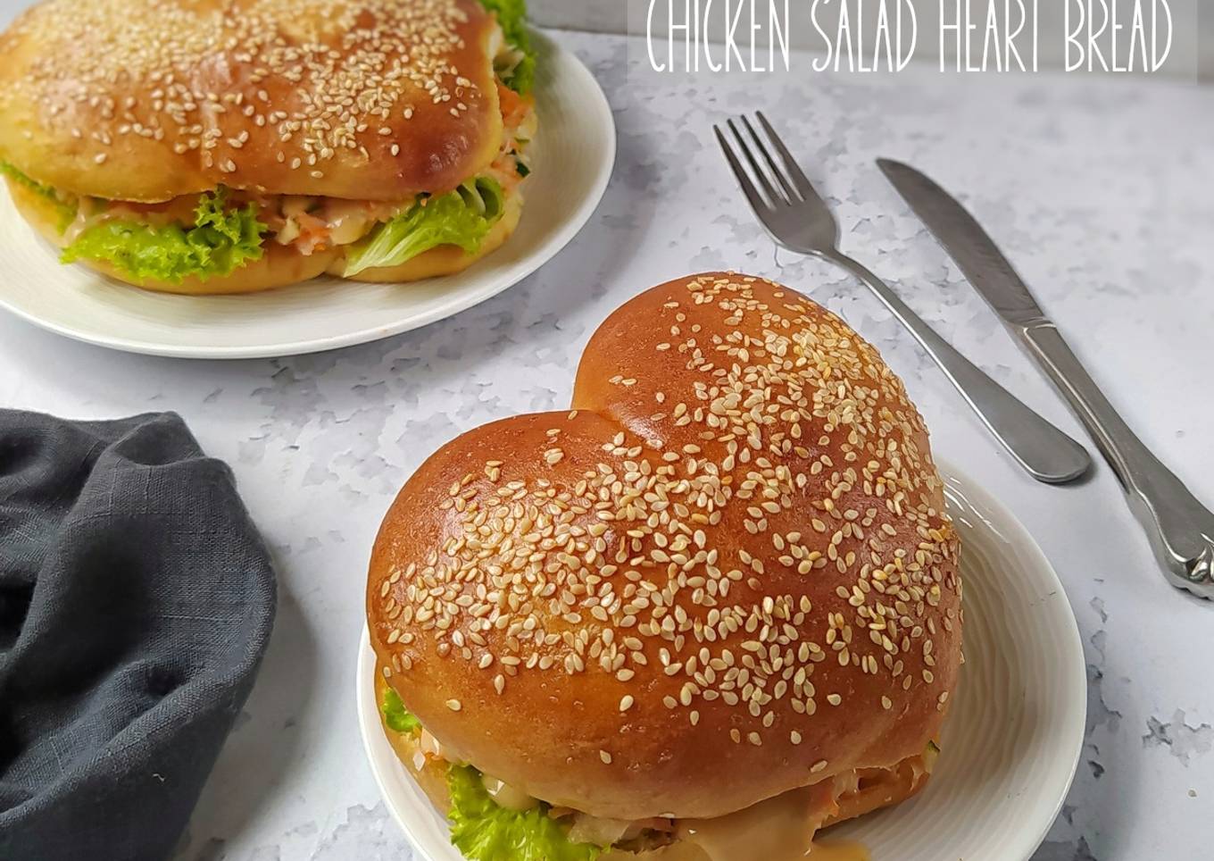 Chicken salad heart bread