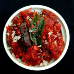 A picture of Beetroot poriyal.
