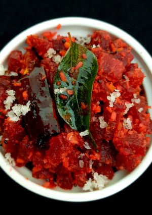A picture of Beetroot poriyal.
