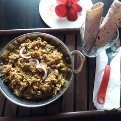 Soya keema and chapati A picture of Soya keema and chapati.