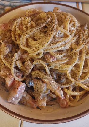Une photo de Pâtes à la Carbonara aux Cèpes