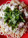 Salsa blanca de atún y champiñones
