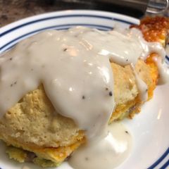 A picture of Biscuits and gravy breakfast bake.