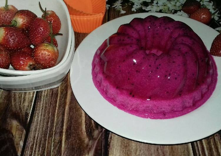 Puding busa buah naga
