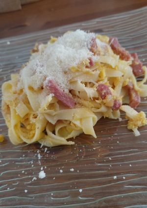 Une photo de Pâtes carbonara sans crème