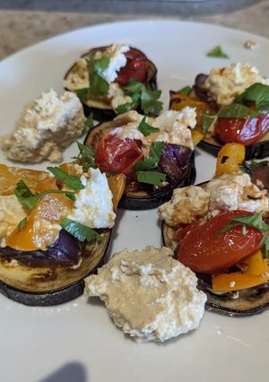 A picture of Roasted Aubergine, Peppers & Tomatoes with Feta.