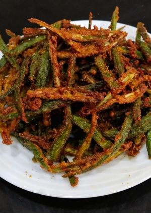 A picture of Bhindi Fry /Kurkuri bhindi.