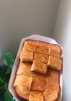 صورة لوصفة كيكة بالزعفران وبشر البرتقال 🍊😋