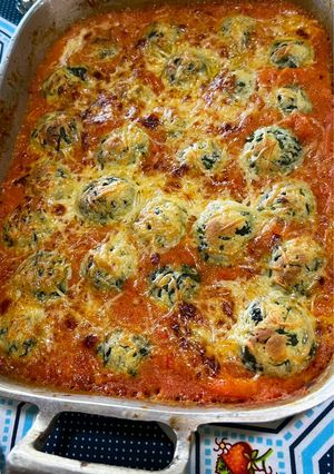Una foto de Malfatti al Horno con Crema de Verduras