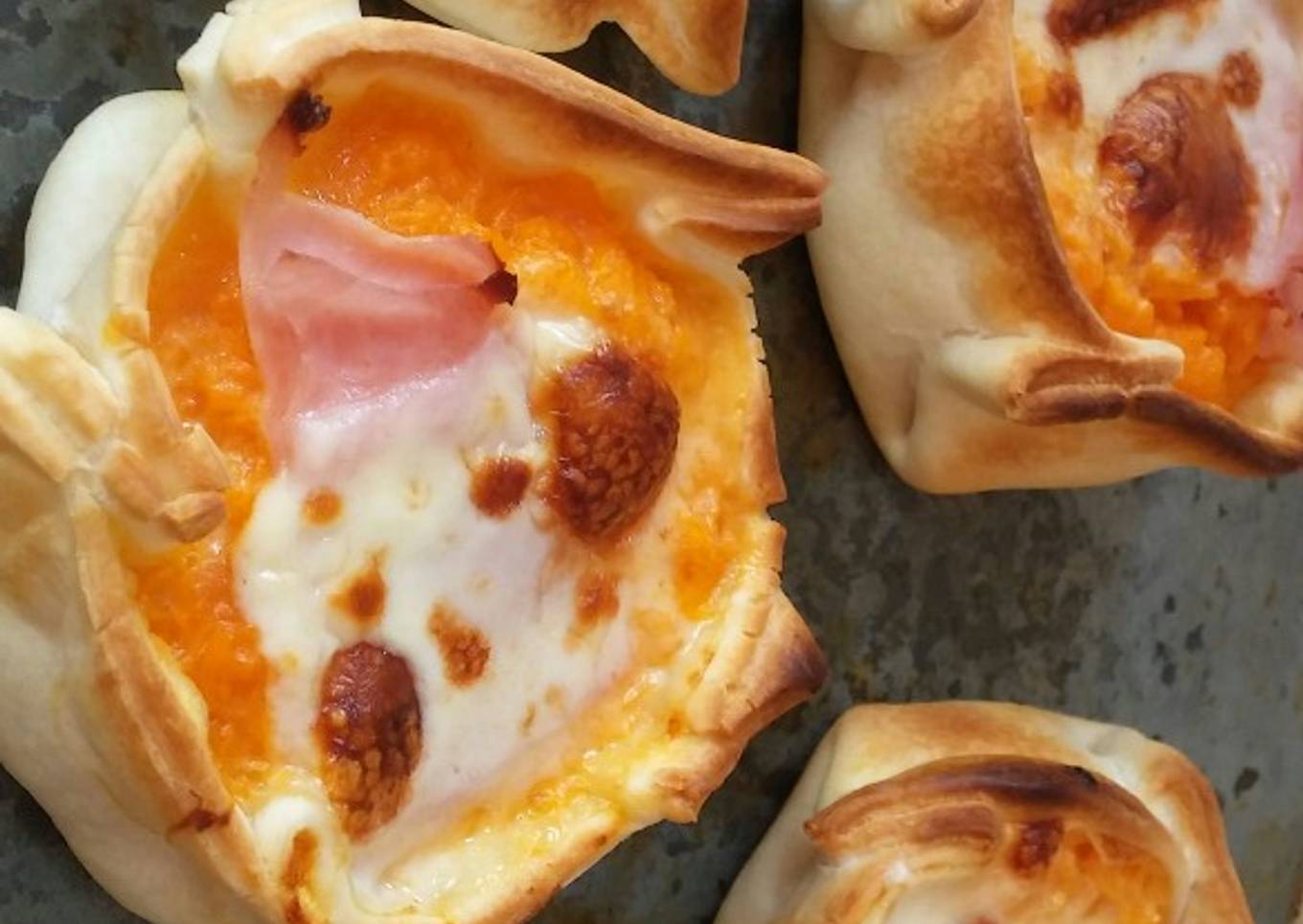 Canastitas de calabaza, jamón y queso