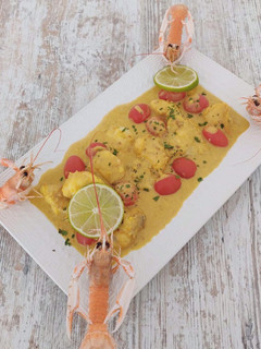 Une photo de Joue de lotte au curry/coco