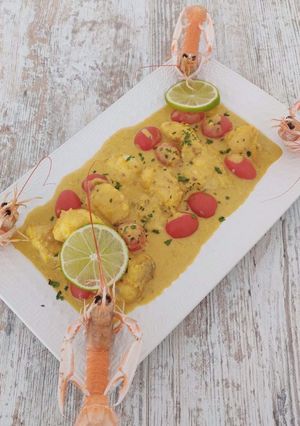Une photo de Joue de lotte au curry/coco