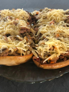 Una foto de Berenjenas rellenas de carne