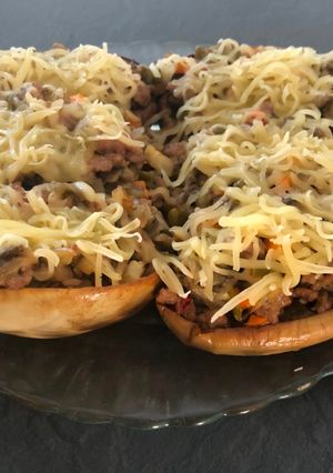 Una foto de Berenjenas rellenas de carne