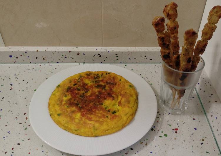 Tortilla de langostinos con pinchitos