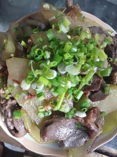 Hình của món Bí đao xào lòng gà.