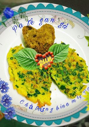 Hình của món Patê gan gàChả trứng bina mix pate.