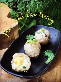 Hình của món Heo viên bọc trứng cút.