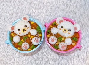 【兒童便當】可愛的泡浴小熊咖哩飯 的食譜成品照片