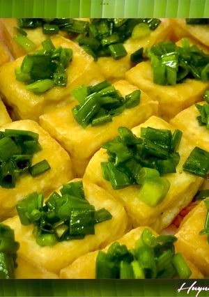 Hình của món Đậu Hũ Tẩm Hành.