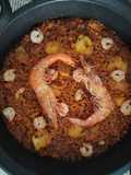 Arroz con Rape y Langostino Tigre a la Paella Terminado en el Horno
