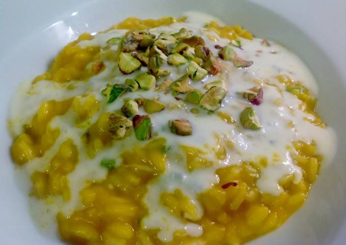 Come a Preparare Premiato Risotto con zucca, crema di gorgonzola e pistacchi