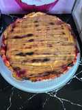 Tarte au flan rhubarbe framboises