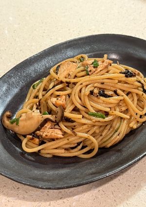 和風奶油鮭魚鹽昆布義大利麵 的食譜成品照片