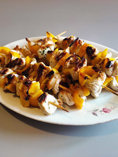 A picture of Chicken and Bell Pepper Skewers.