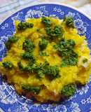 Polenta con pesto de espinacas