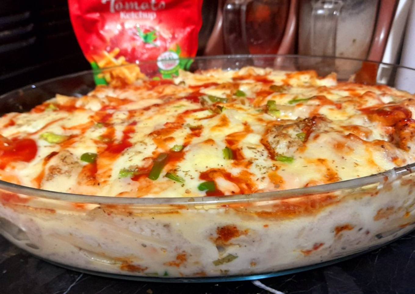 White sauce baked pasta