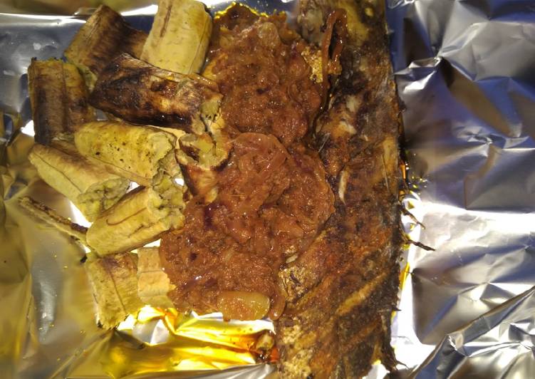 Easiest Way to Prepare Super Quick Homemade Grilled croaker and bole (roasted plantain)