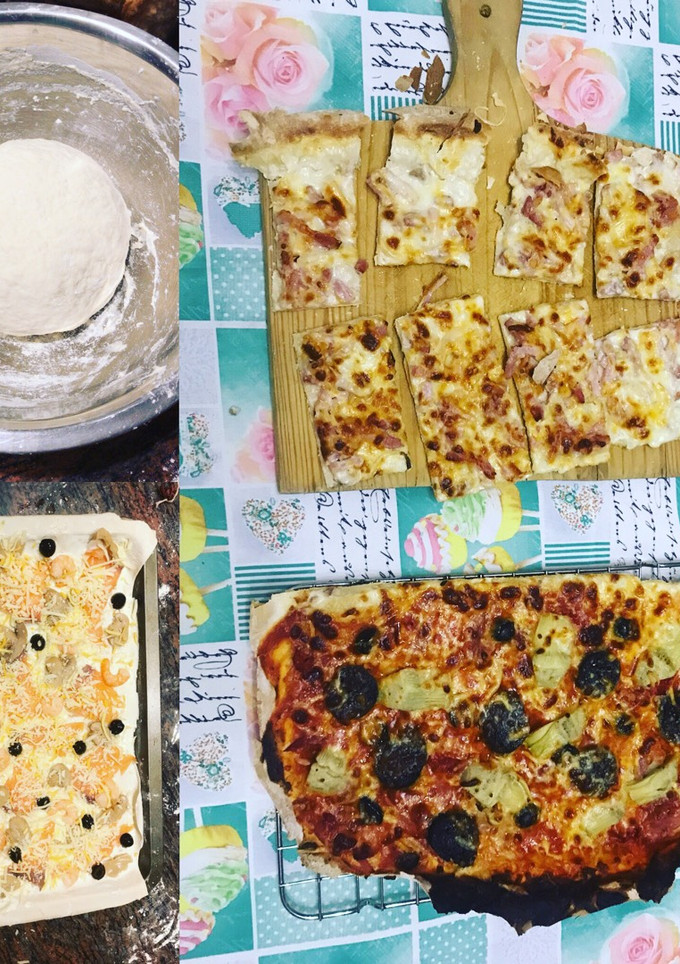 Una foto de Pizza casera blanca y tradicional